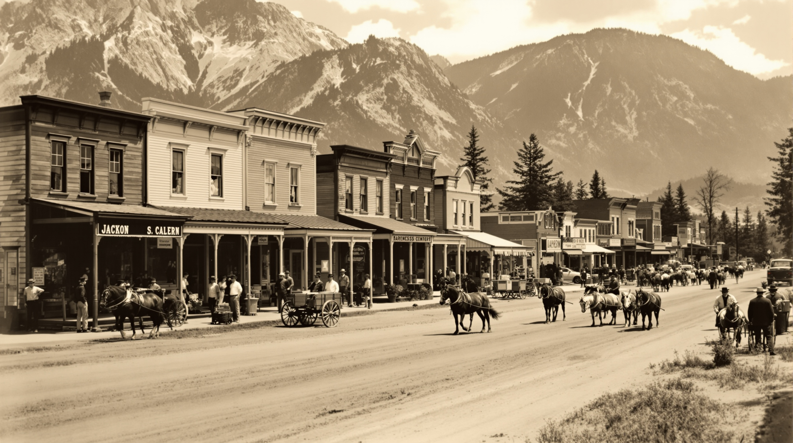 Historic view of early Jackson, Wyoming circa 1914